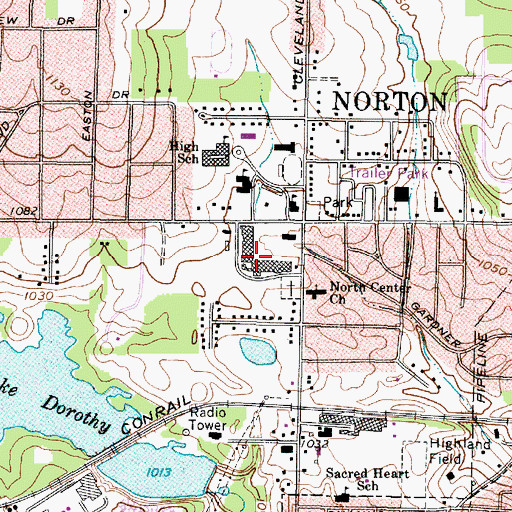 Topographic Map of Norton Plaza Shopping Center, OH
