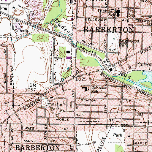 Topographic Map of Johnsons Corners, OH