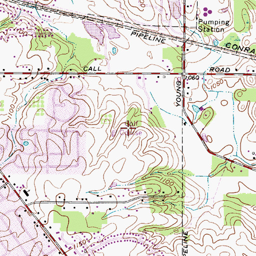 Topographic Map of Fox Den Golf Course, OH