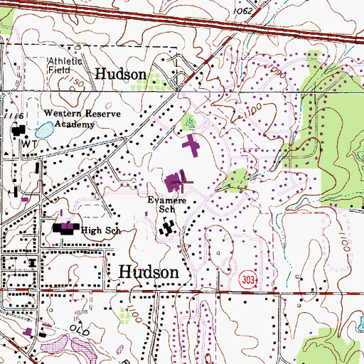 Topographic Map of East Woods Elementary School, OH