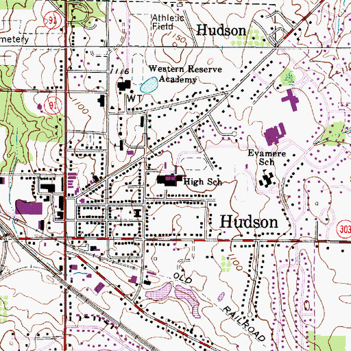 Topographic Map of Hudson Middle School, OH