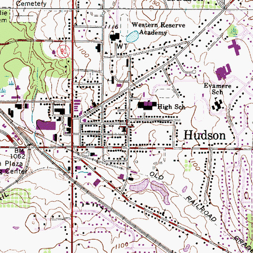 Topographic Map of Hudson Elementary School, OH