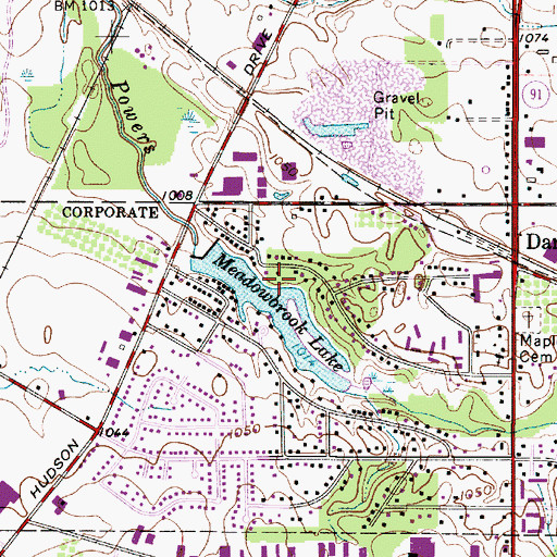 Topographic Map of Meadowbrook Lake Park, OH