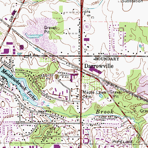 Topographic Map of Stowe Retail Plaza Shopping Center, OH