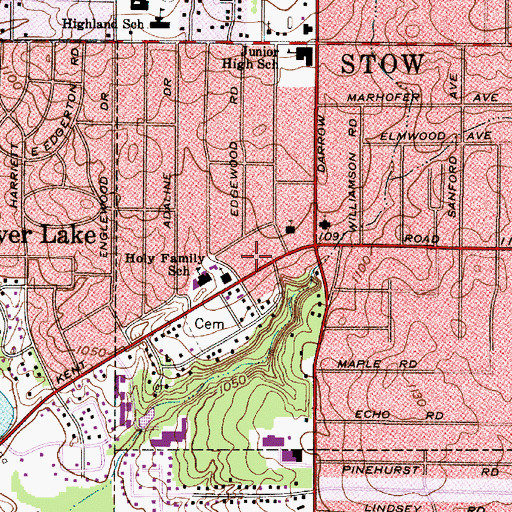 Topographic Map of Stowe Plaza Shopping Center, OH