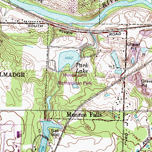 Topographic Map of Monroe Falls Metropolitan Park, OH