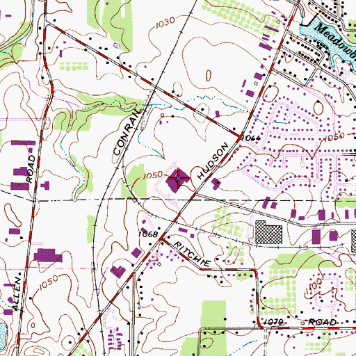 Topographic Map of Hall Industrial Park, OH