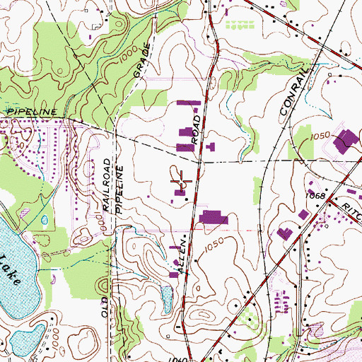 Topographic Map of Allen Road Industrial Park, OH