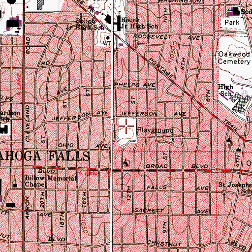 Topographic Map of Oak Park, OH