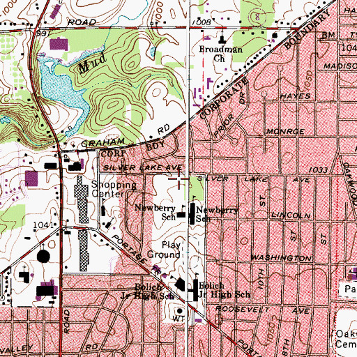 Topographic Map of Newberry Park, OH