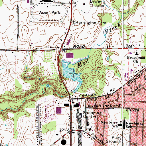 Topographic Map of Old Mill Pond, OH
