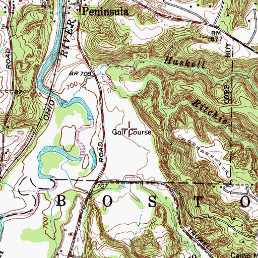 Topographic Map of Brandywine Golf Club, OH