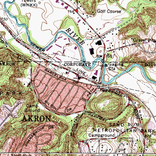Topographic Map of Merriman Valley Shopping Center, OH
