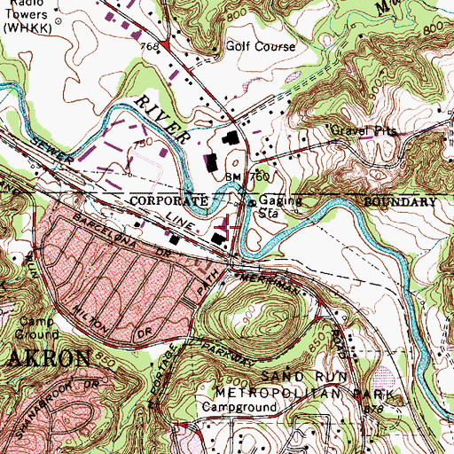 Topographic Map of Parkwood Plaza Shopping Center, OH
