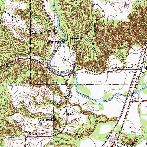 Topographic Map of Everett Road Bridge, OH