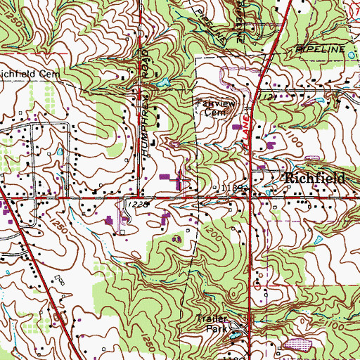 Topographic Map of Richfield Elementary School, OH