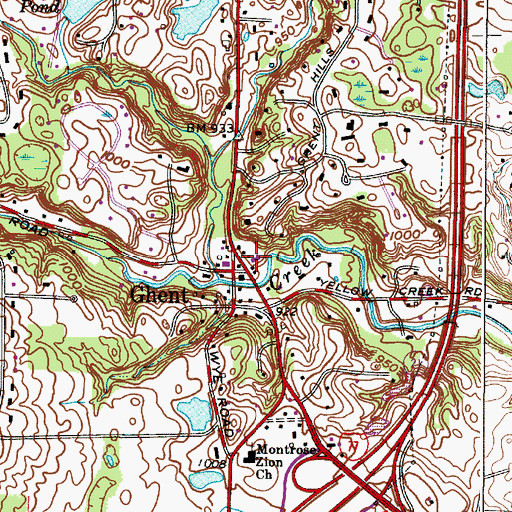 Topographic Map of Ghent Square Shopping Center, OH