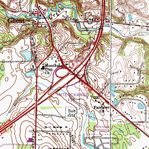 Topographic Map of Interchange 138, OH