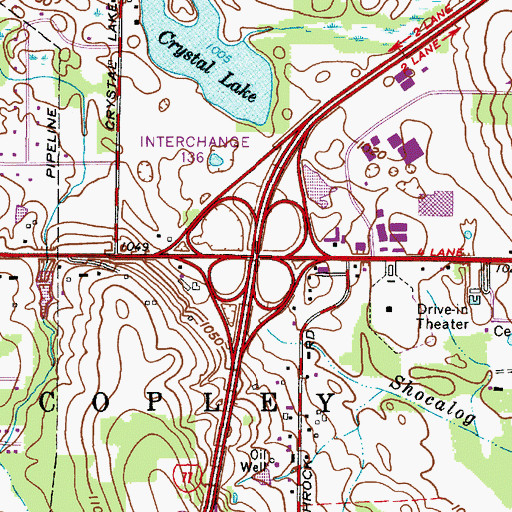 Topographic Map of Interchange 136, OH