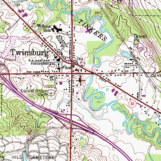 Topographic Map of Twinsburg Elementary School, OH