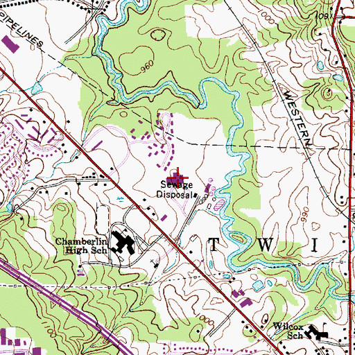 Topographic Map of George G Dodge Intermediate School, OH