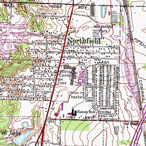 Topographic Map of Northfield Square Shopping Center, OH