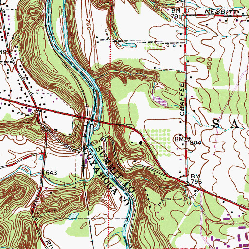 Topographic Map of Chaffee (historical), OH