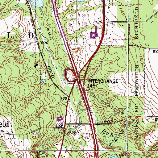 Topographic Map of Interchange 145, OH