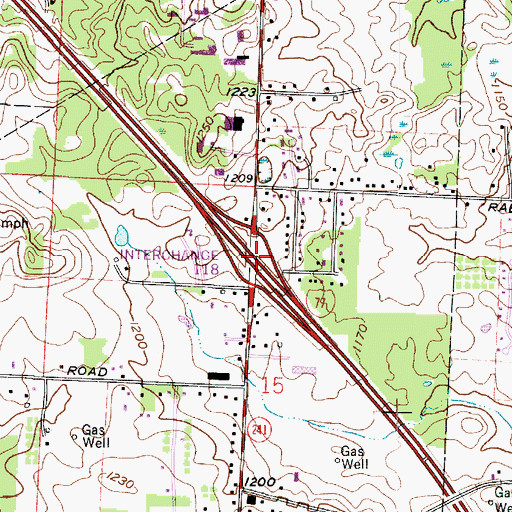 Topographic Map of Interchange 118, OH