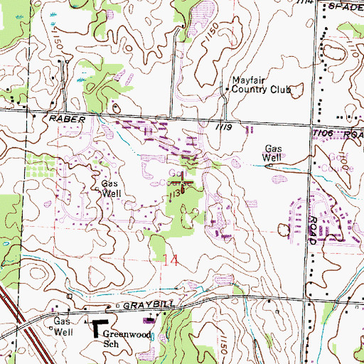 Topographic Map of Langmoor Golf Course, OH