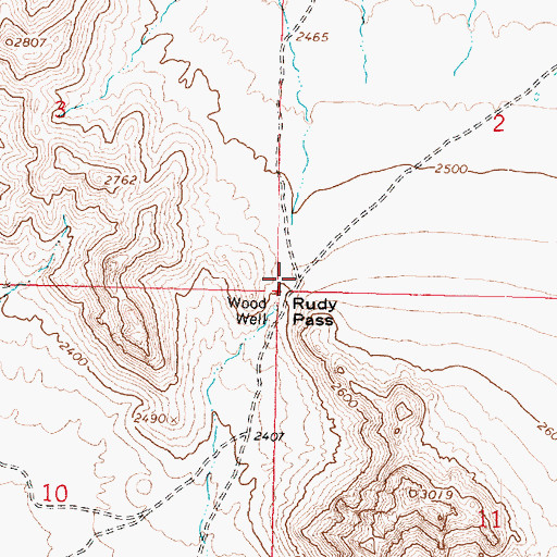 Topographic Map of Rudy Pass, AZ