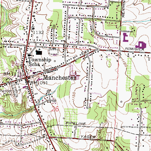 Topographic Map of Manchester Middle School, OH