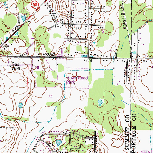 Topographic Map of Howe Road Park, OH