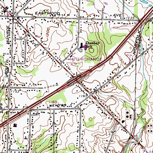 Topographic Map of Interchange 29, OH