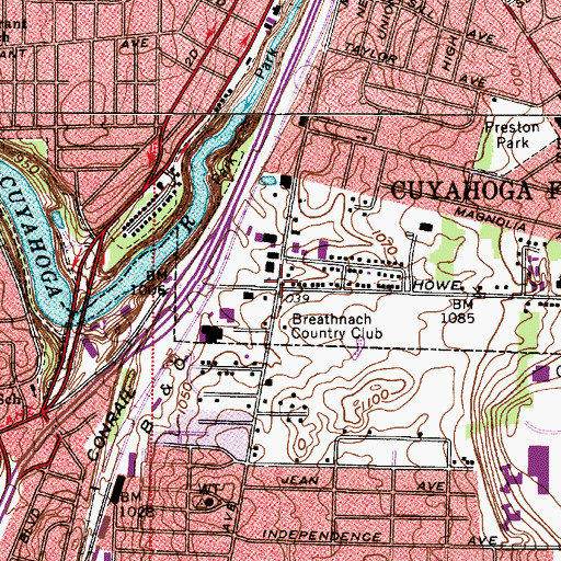 Topographic Map of The Plaza at Chapel Hills Shopping Center, OH