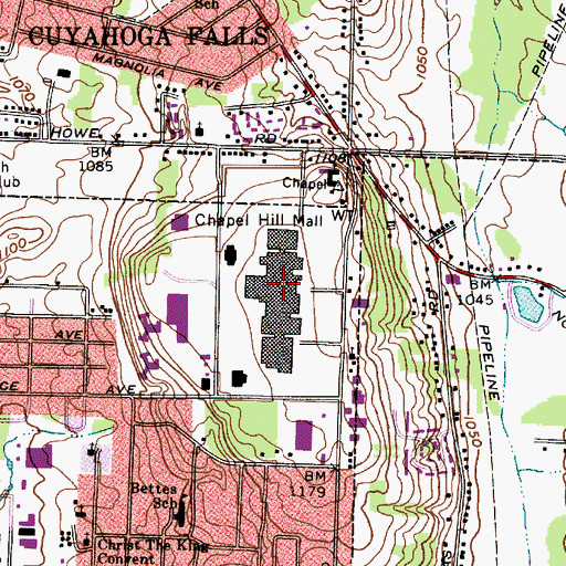 Topographic Map of Chapel Hill Shopping Center, OH