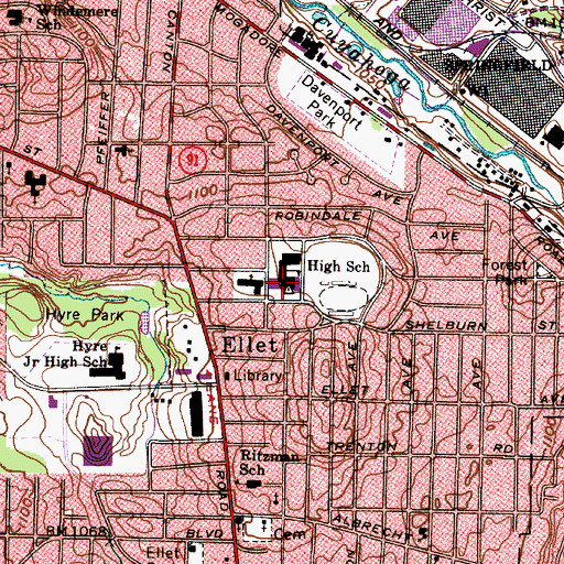 Topographic Map of Ellet High School, OH