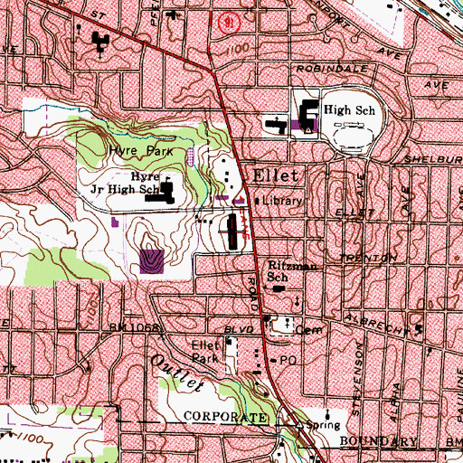 Topographic Map of Eastgate Plaza Shopping Center, OH