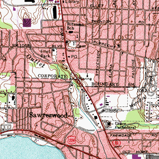 Topographic Map of North Springfield, OH