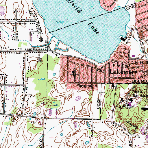 Topographic Map of Lakemore Elementary School, OH