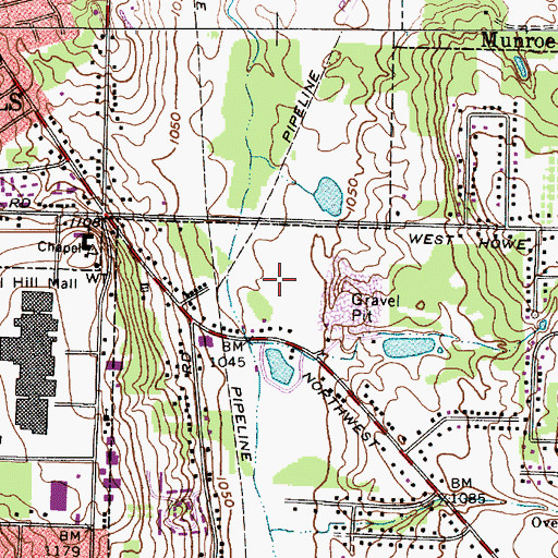Topographic Map of Bakerys Acres Golf Course, OH