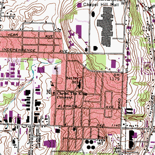 Topographic Map of Bettes Park, OH