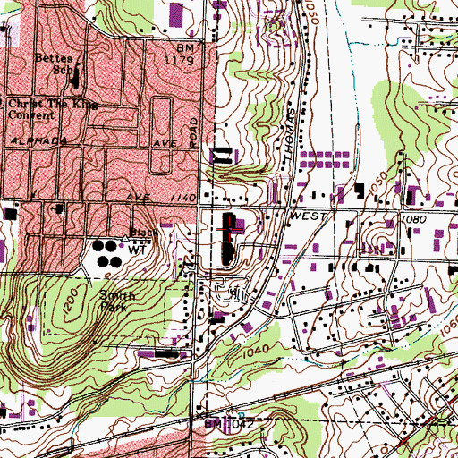 Topographic Map of Midway Plaza Shopping Center, OH