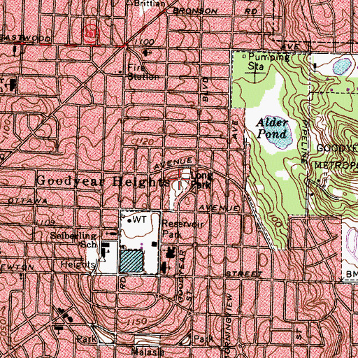 Topographic Map of Long Park, OH