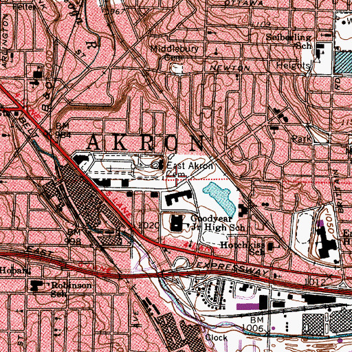 Topographic Map of Seiberling Field, OH