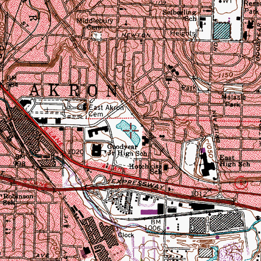 Topographic Map of Blue Pond, OH