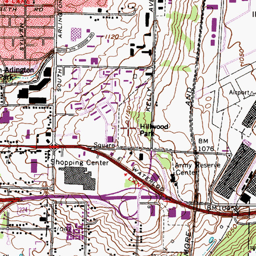 Topographic Map of Hillwood Park, OH