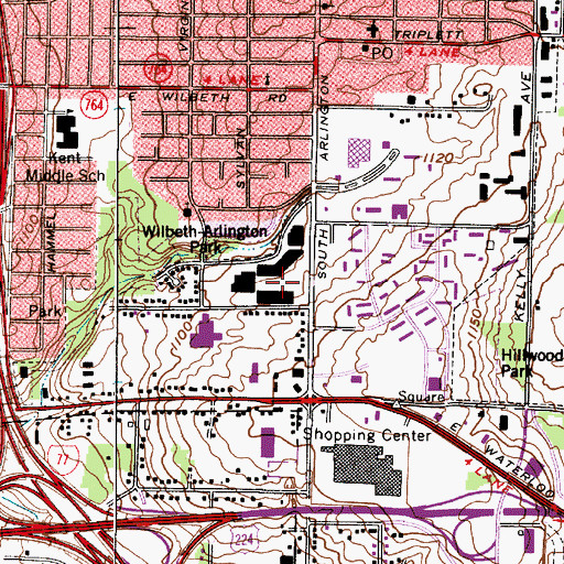 Topographic Map of Arlington Plaza Shopping Center, OH