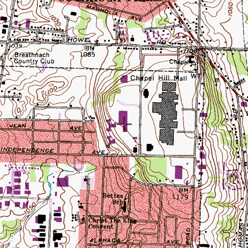 Topographic Map of Chapel Hill Suburban Stores Shopping Center, OH