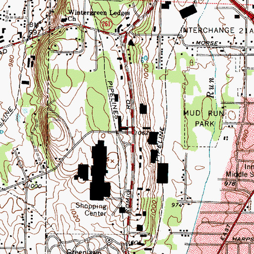 Topographic Map of Fretter Plaza Shopping Center, OH